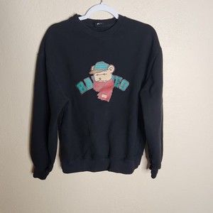 Radineo Sweatshirt Size Large Black Graphic Long Sleeve Crew Neck Pullover Bear